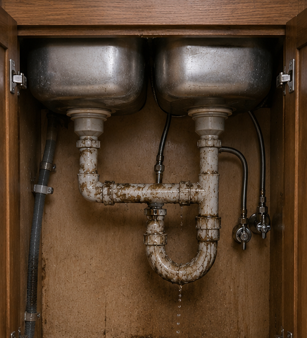 Professional plumber in Plano, Texas before and after repair